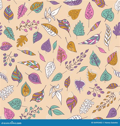 Vector Seamless Pattern With Colored Autumn Leaves On A Pastel