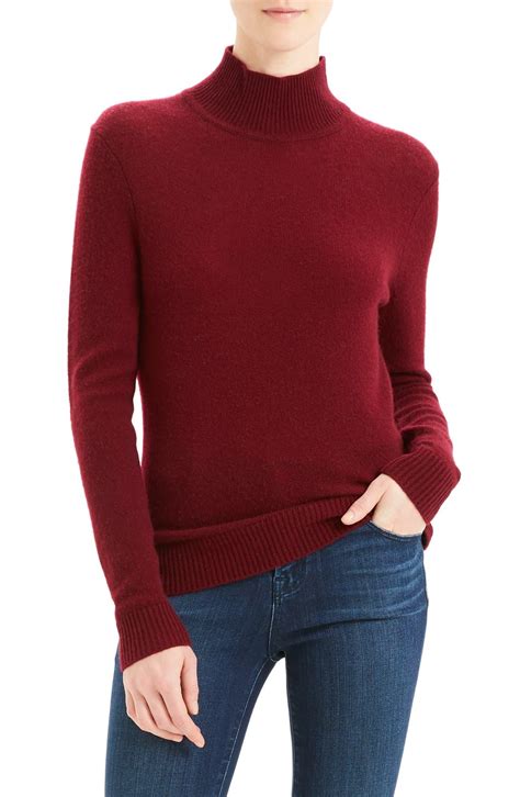 Theory Turtleneck Cashmere Sweater In Deep Cherry Red Lyst