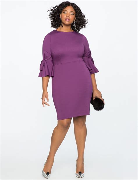 Eloquii Bow Sleeve Sheath Dress Grape Royale 16 Purple Plus Size