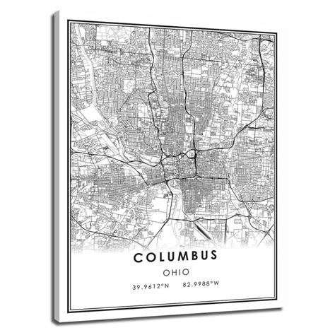 Columbus Map Print Poster Canvas Columbus City Map Print Etsy