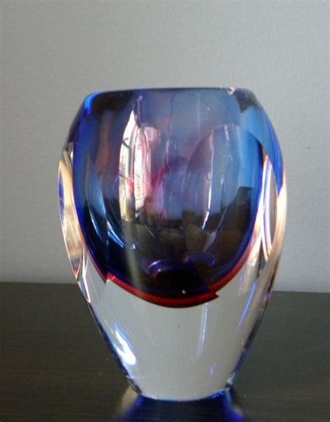 Flavio Poli For Seguso Murano 1960s Faceted Sommerso Art Etsy Art Glass Vase Glass Art