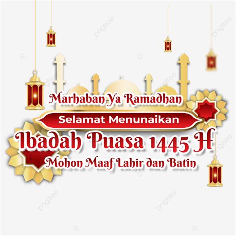 Marhaban Ya Ramadhan 1445 H 2024 Com Mesquita E Várias Decorações Png
