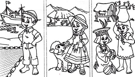 Traje tipico de selva sierra y costa peruana para colorear imagui family fun night female sketch family fun. Dibujo de niños de la sierra | Coloring pages, Kids playing, Colorful pictures