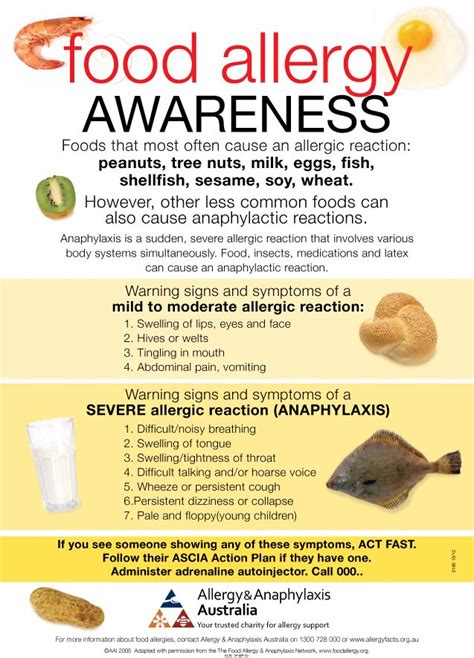 A3 Poster Food Allergy Awareness Allergy And Anaphylaxis Australia