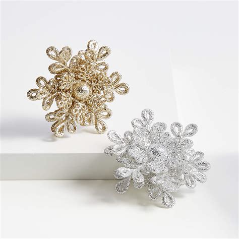 Dimensional Glitter Snowflake Christmas Tree Ornaments Crate And Barrel