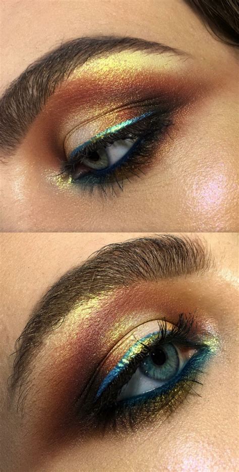 ♥ Pinterest Deborahpraha ♥ Gold Bronze And Blue Eyeshadow Eyeliner