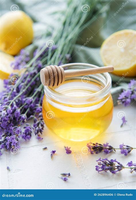 Jar With Honey And Fresh Lavender Flowers Stock Photo Image Of