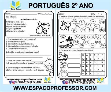 Atividades De Português 2º Ano Página 2 Espaço Do Professor