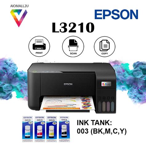 Epson Ecotank L3210 All In One Printer Color A4 Print Scan Copy