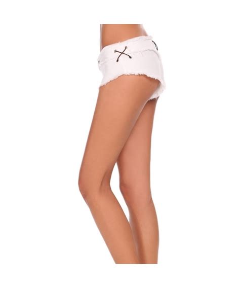 Women Sexy Cut Off Low Waist Denim Jeans Shorts Micro Mini Hot Pants Beige C9185thxlhi