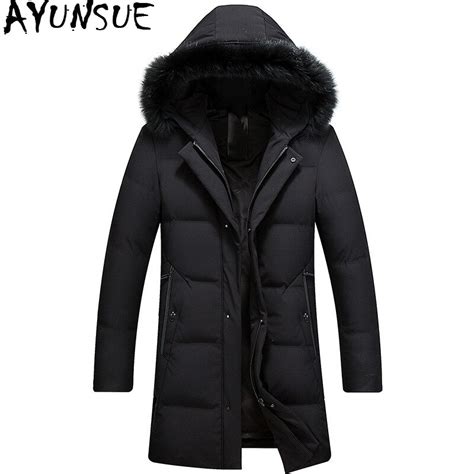 ayunsue winter jacket men casual duck down jacket fox fur collar warm parka men down coats