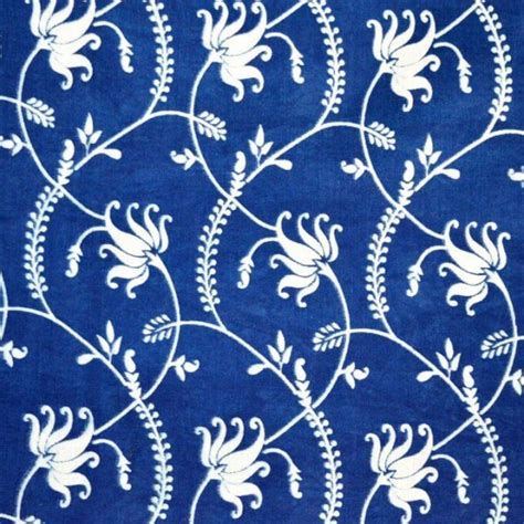 Buy Indigo Blue Flower Print Fabric By The Yard