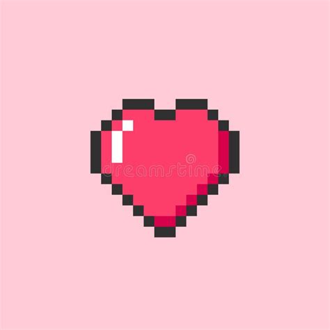 Pixel Art Of Heart Icon Vector 8 Bit Retro Style Illustration Stock