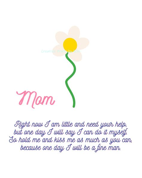 Mothers Day Printable From Son Mothers Day Poem Etsy
