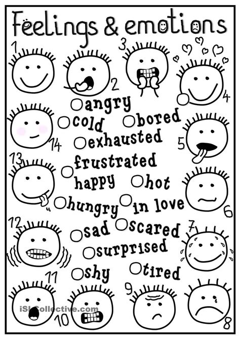 Expressing Emotions Worksheets For Adults