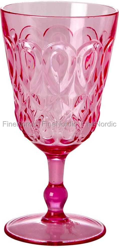 rice akryl vinglas swirly embossed pink vinglas pink glas
