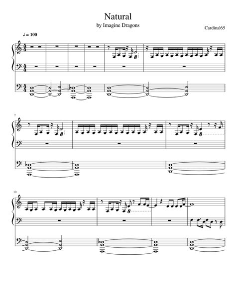 Natural By Imagine Dragons Sheet Music For Piano Download Free In Pdf