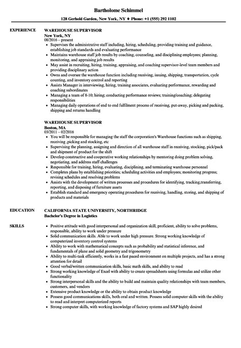 You have come to the right place! Warehouse Supervisor Resume in 2020 | Warehouse jobs, Job ...