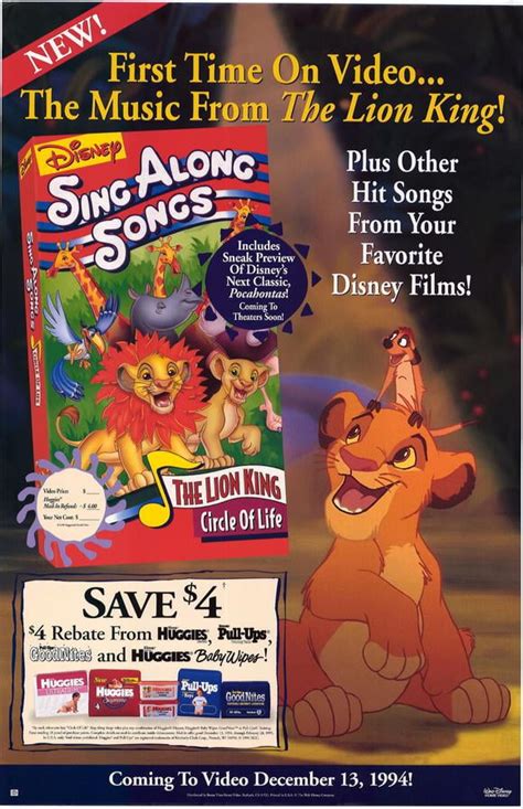 Sing Along Songs From The Lion King Poster Movie 27x40
