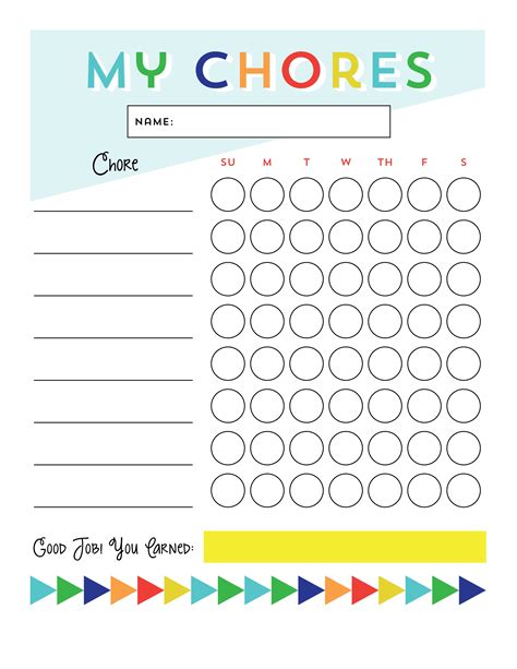 Printable Chore Reward Chart K5 Worksheets