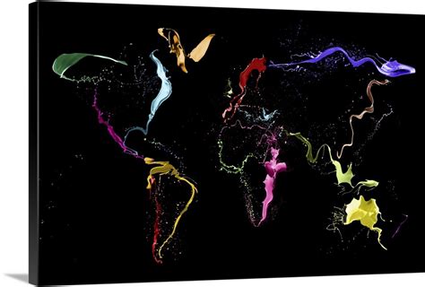 World Map Abstract Paint Wall Art Canvas Prints Framed Prints Wall