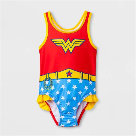 Toddler Girls Dc Comics Wonder Woman One Piece Swimsuit Red 2t
