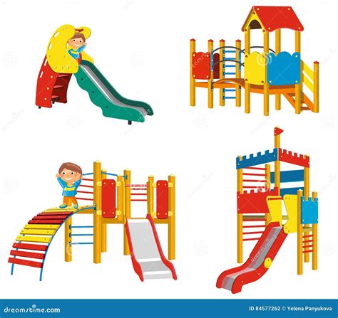Set Of Playgrounds For Children Stock Vector Illustration Of Playtime
