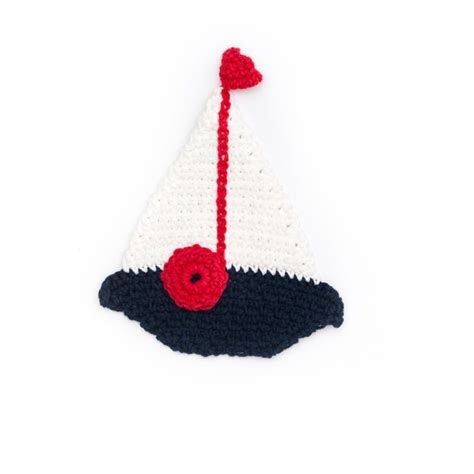Lily Sugarn Cream Sailboat Dishcloth Crochet Applique