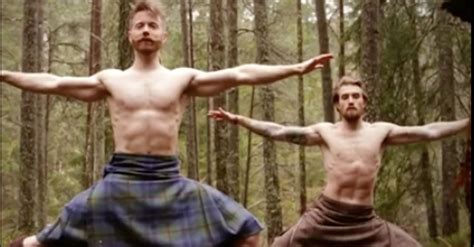 people are losing it over this nsfw video of men doing yoga in kilts huffpost