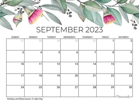 September 2023 Calendar Printable Homemade Ts Made Easy Imagesee