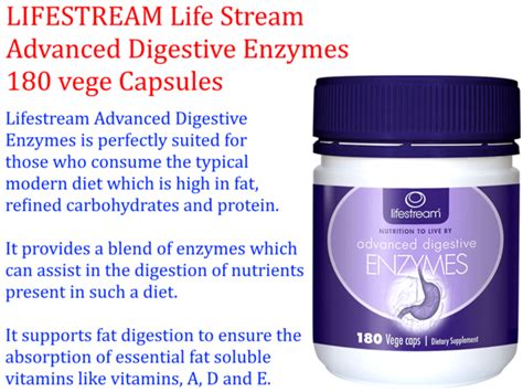 Lifestream Bowel Biotics Advanced Digestive Enzymes 180 Caps For Sale