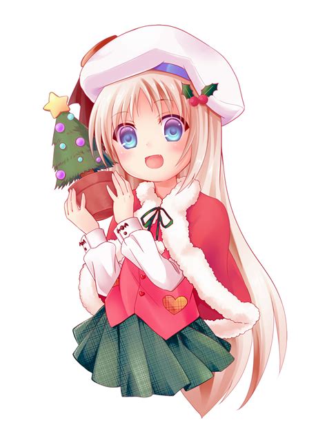 the big imageboard tbib blonde hair blue eyes christmas tree fang hat highres little busters