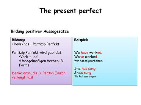 Present Perfect Unterrichtsmaterial Im Fach Englisch Present