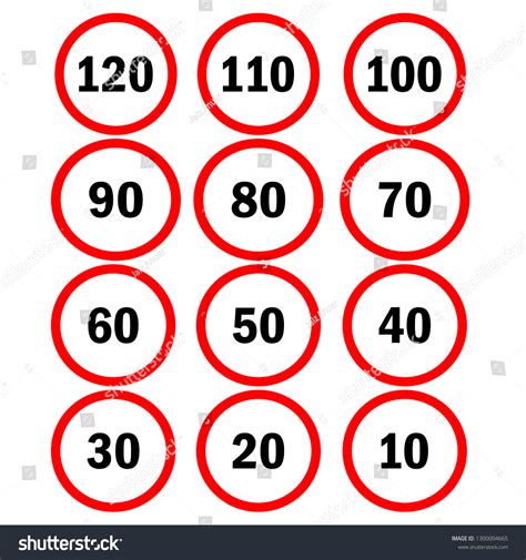 Vector Illustration Set Speed Limit Signs Stock Vector Royalty Free
