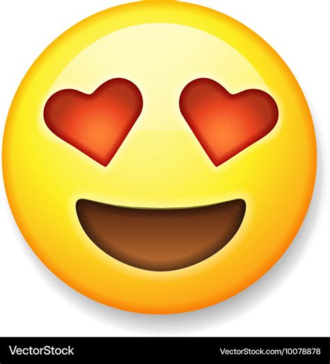 Emoji With Heart Shaped Eyes Emoticon Smiling Vector Image