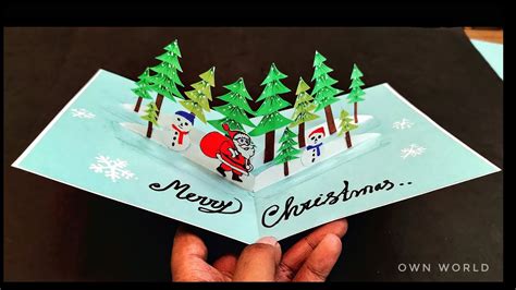3d Christmas Pop Up Card How To Make A 3d Pop Up Christmas Greeting Card Diy Tutorial Youtube