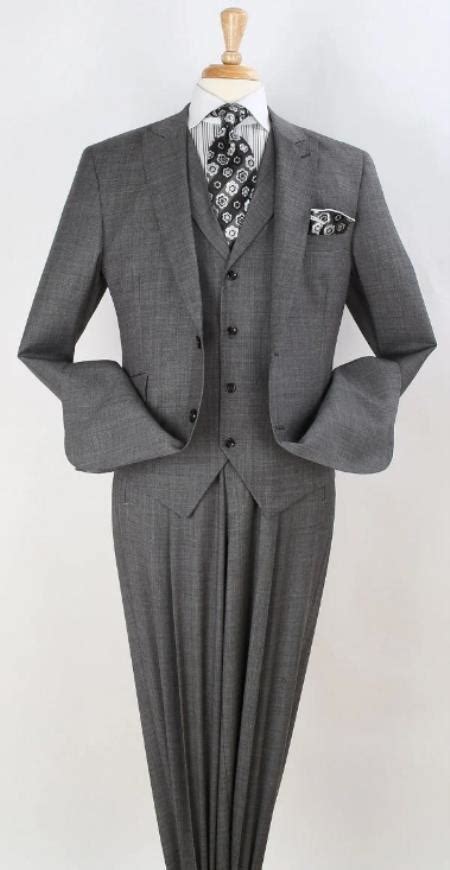 Mens Suit 100 Wool Classic Fit Suit Pleated Pants