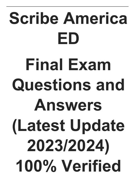Scribe America Ed Final Exam Questions And Answers Latest Update 2023 2024 100 Verified