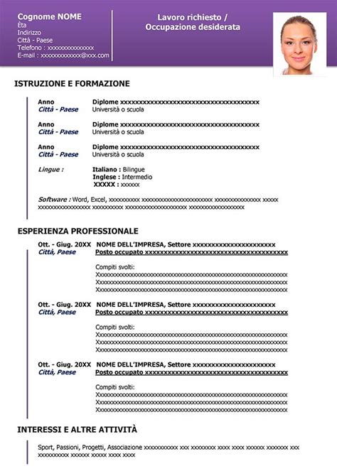 Collection of most popular forms in a given sphere. Curriculum Vitae Word da Esportare in PDF | Esempio CV PDF