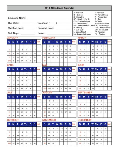 2020 Employee Attendance Tracker Template Free Calendar Template