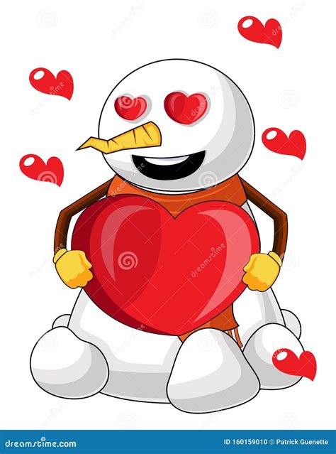 Snowman In Love Illustration Vector Stock Vector Illustration Of