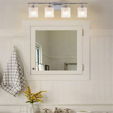 Vanity Art Elegant Bathroom Vanity 4 Light Clear Glass Shade Indoor