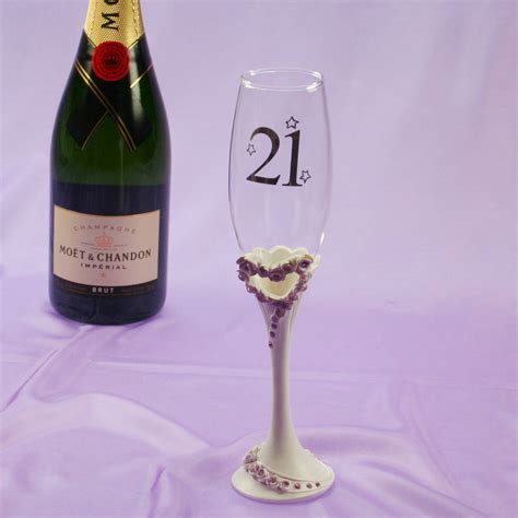Personalised 21st Birthday Heart Champagne Glass By Tsonline4u