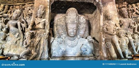 Trimurti Sadashiva Sculpture In The Cave 1 On Elephanta Island Mumbai