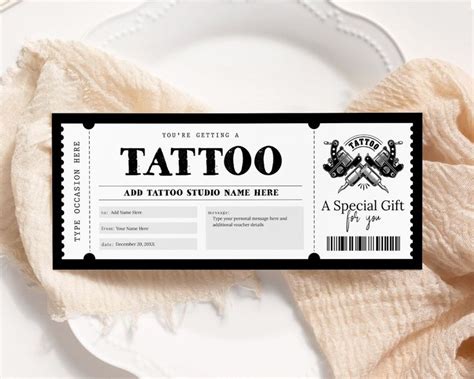 Tattoo Gift Voucher Editable Tattoo Gift Certificate Etsy In