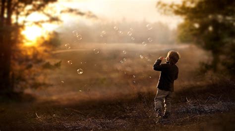 Children Bubbles Depth Of Field Nature Sunlight Wallpapers