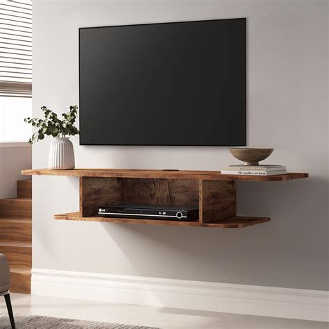 Buy Floating Tv Stand Shelf Entertainment Center Wall Ed For Tvs Up To 55 Inch Wall Wood Storage