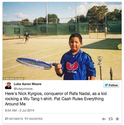 He has become a bad boy of tennis and has created a hate/love relationship with tennis fans. Wu Tang Clan Disciples: Nick Kyrgios has been a big Wu ...