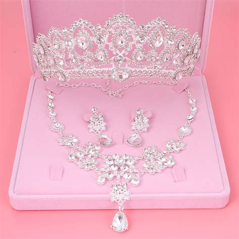 Luxury Crystal Wedding Bridal Jewelry Sets Tiara Crown Earring Necklace