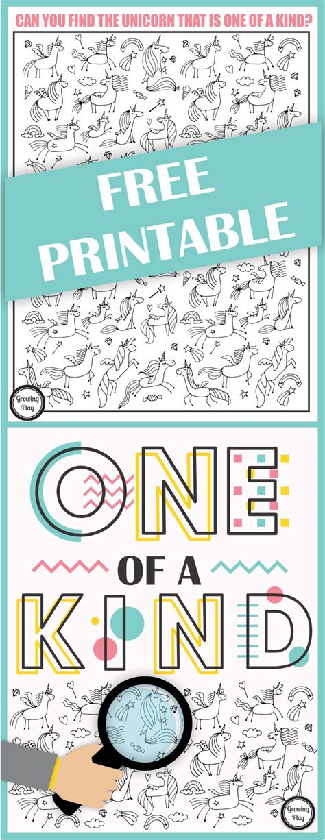 One Of A Kind Unicorn Puzzle Freebie Growing Play